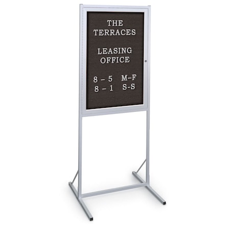 United Visual Products Sliding Door Indoor Enclosed Corkboard, 4 UV9025ACS-SATIN-RUBBER